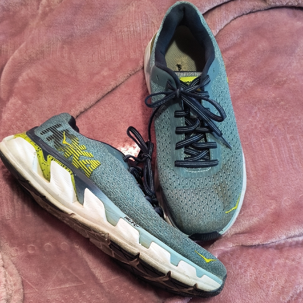 HOKA One One Athletic Sneakers - Teal and Lime